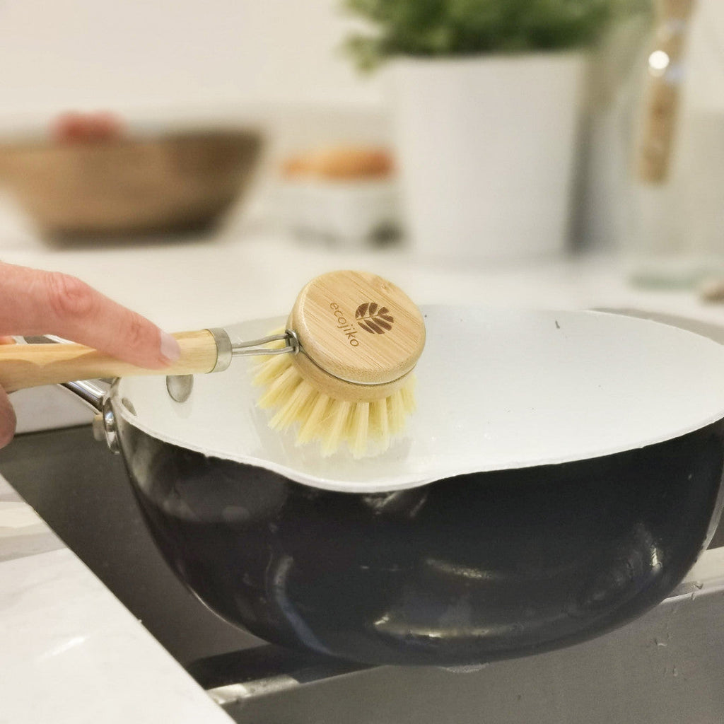 Bamboo Dish Brush with Replaceable Head | Natural Kitchen Washing Up Brush