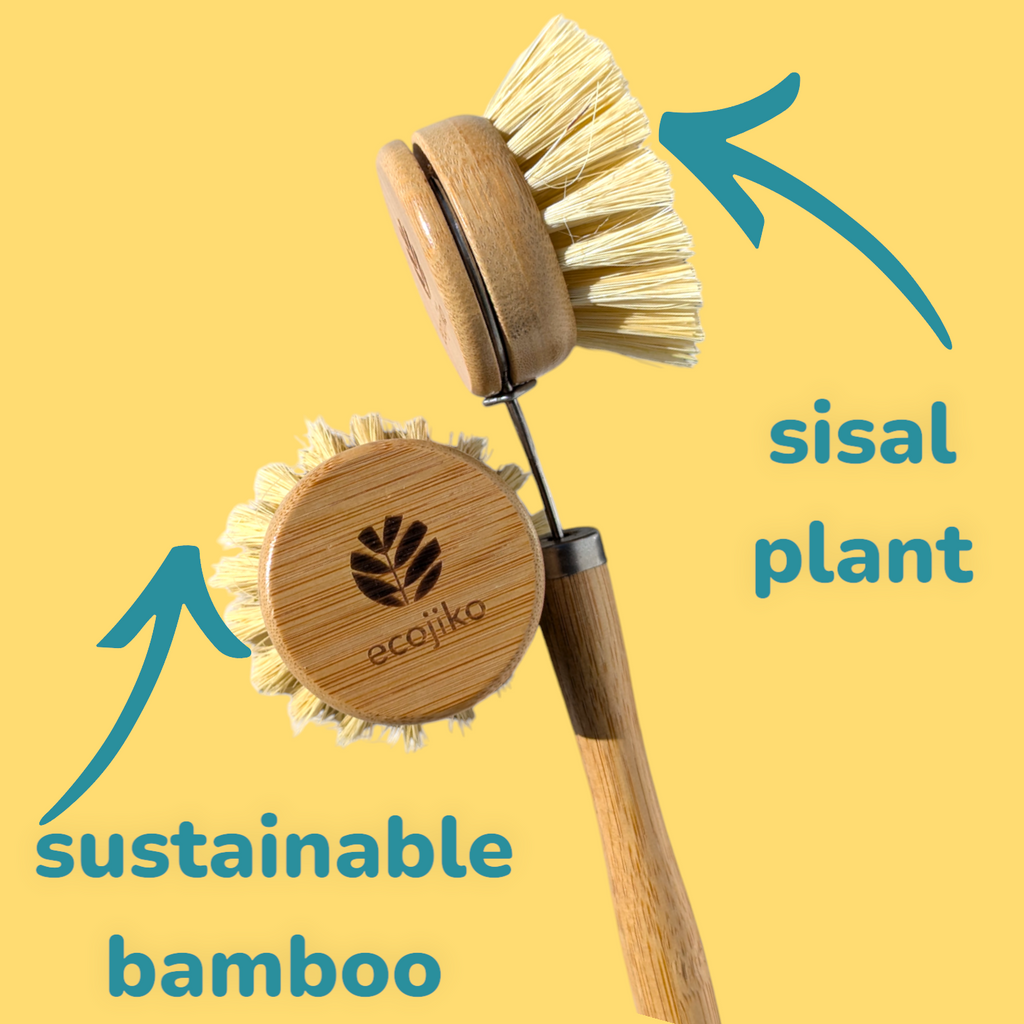 Bamboo Dish Brush with Replaceable Head | Natural Kitchen Washing Up Brush