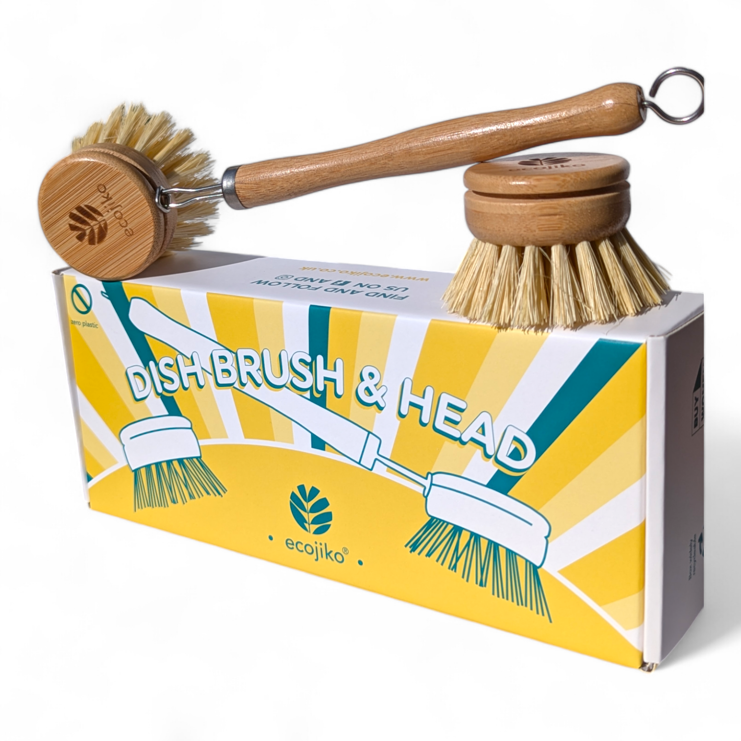 Bamboo Dish Brush with Replaceable Head | Natural Kitchen Washing Up Brush