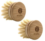 Wooden Dish Brush Replacement Heads | Bamboo and Plant Based Bristles Replaceable Heads (2 pack)